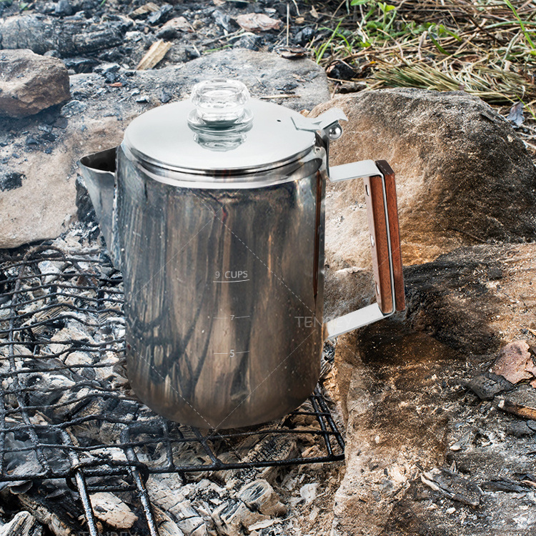 Camping Outdoor Stove Top Stainless Steel 304 Coffee Percolator Coffee Maker