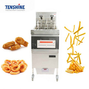 TENSHINE Used henny penny Potato Chips Tank 1-basket gas fryer Commercial Kitchen Equipment  Built Oil Filter Open Deep Fryer