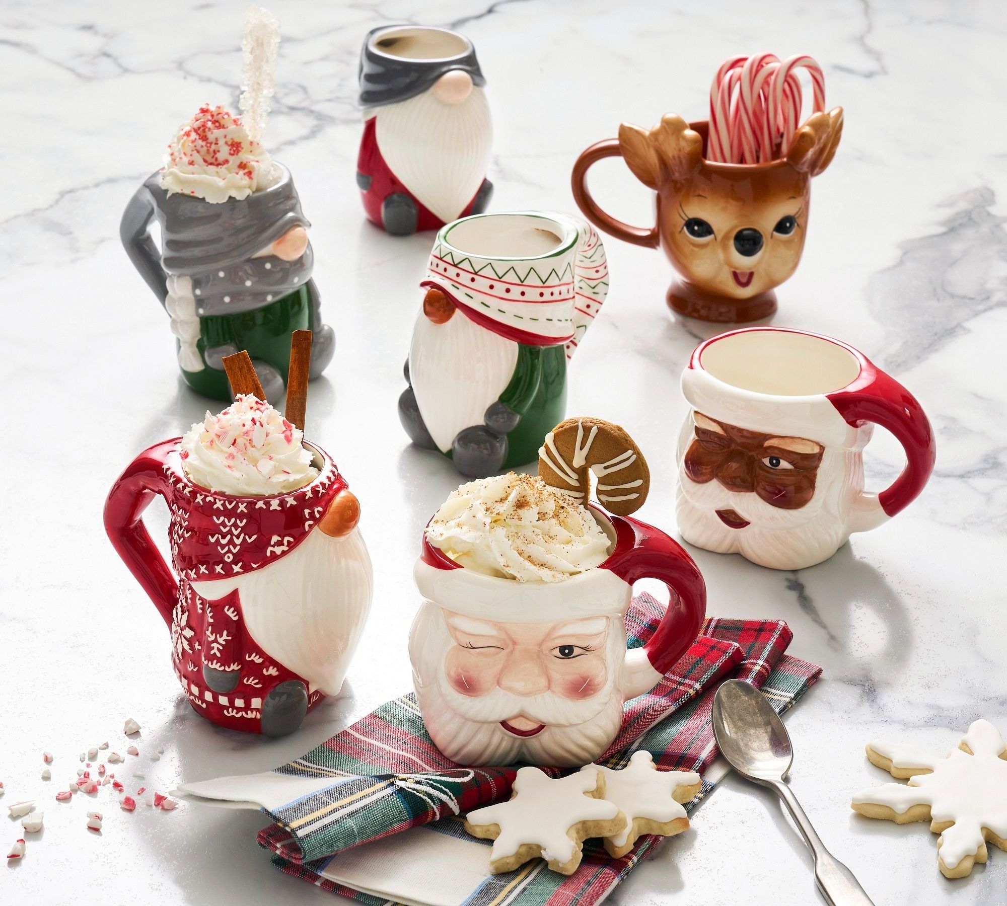 Customized unique design hand-painted cute santa claus ice cream cup bulk coffee christmas ceramic mugs with handle