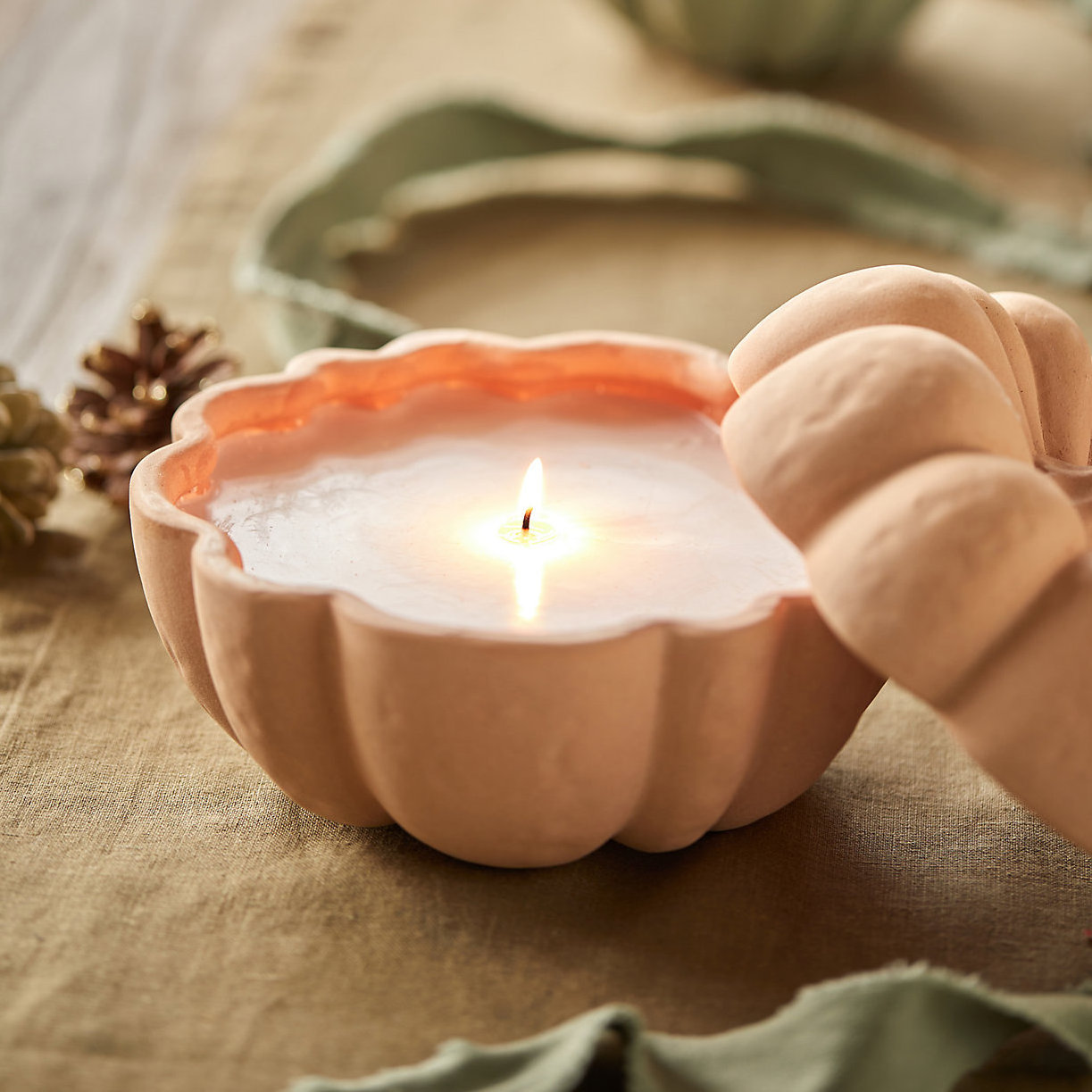 Halloween decorations pumpkin matte luxury empty concrete cement candle jar with lid for home decor