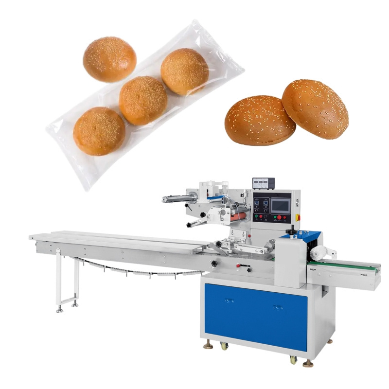 Automatic Burger Breakfast Bread Flowpack flow Packing Machine