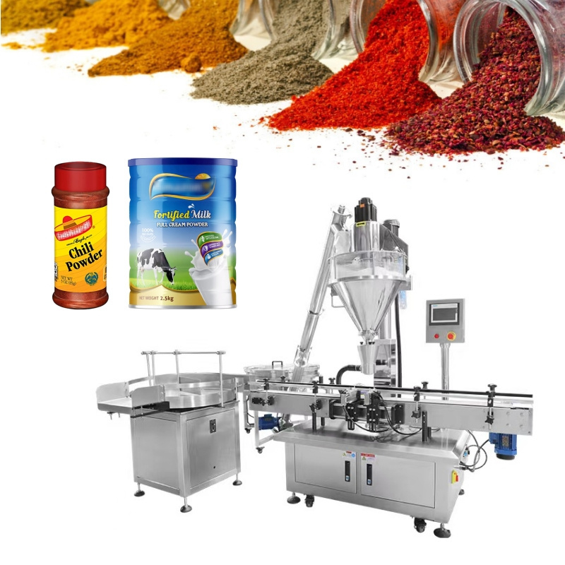 Automatic Capping And Labeling Nutritional protein milk powder spice powder screw Weighing filling machine