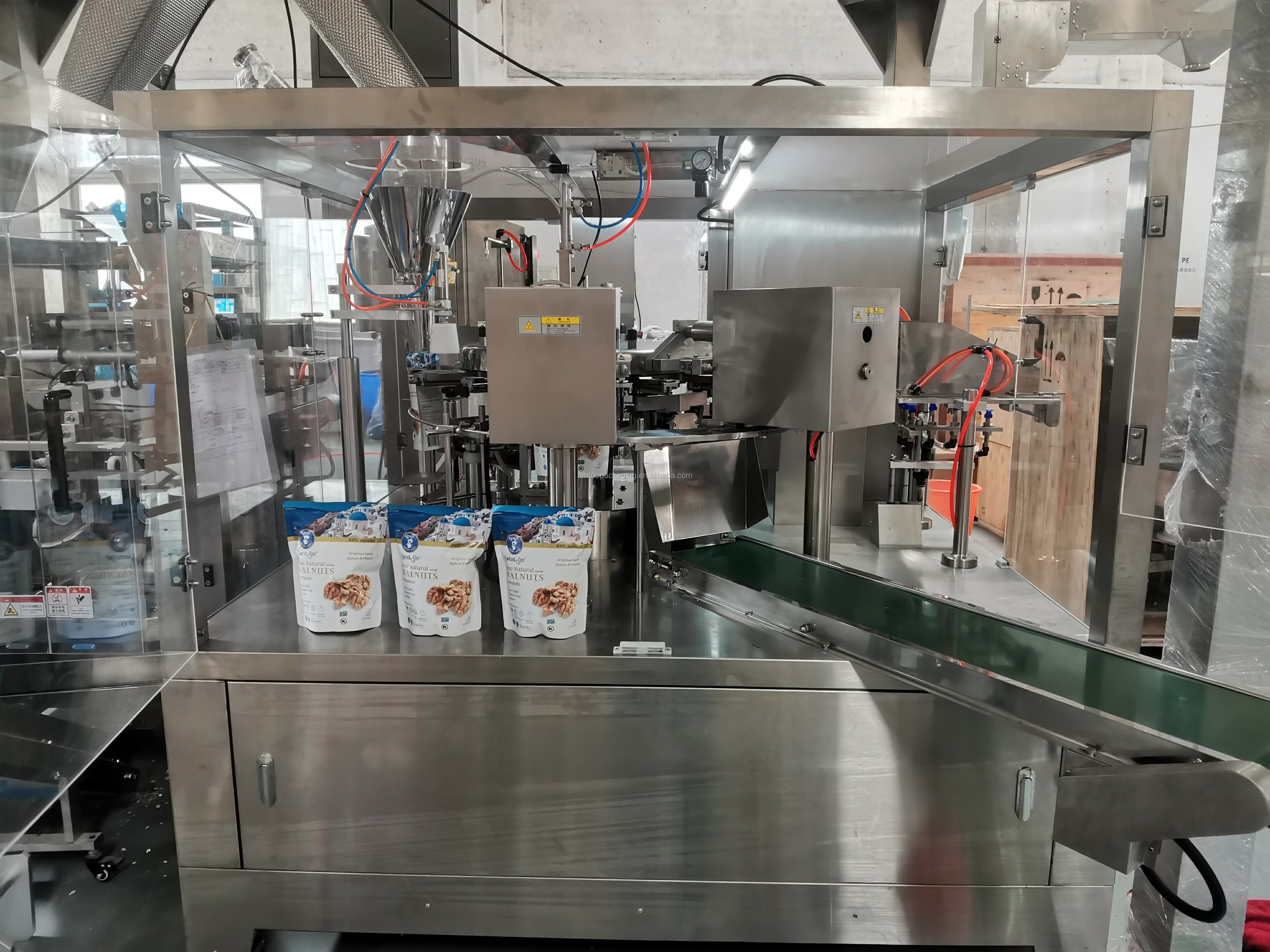 Snack food pet food granular nuts ziplock bag doypack rotary packing machine with multihead weigher