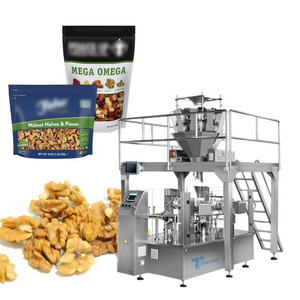 Snack food pet food granular nuts ziplock bag doypack rotary packing machine with multihead weigher