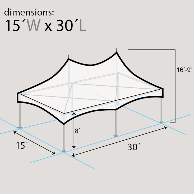 Commercial Party Canopy Tent 15x30 FT White High Peak Frame All Weather Gazebo