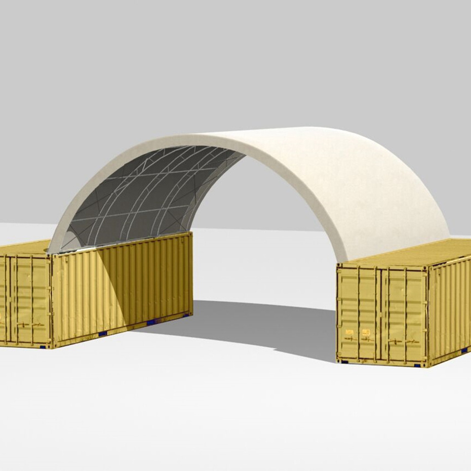 Custom Canopy Metallic Structure Shipping Container Metal Canopy Shelter Between 40Ft X 60Ft Single Truss Haven Hangar Cover