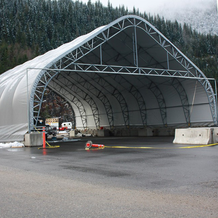 Factory Price Fabric Warehouse Tent Storage Shelter 12 M X 18 0.55Kn Wind Snow Loading Hot Dip Truss