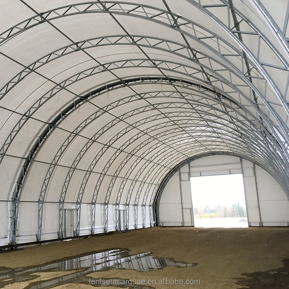 12x36m OEM/ODM 100-150kmH Wind Load plastic shed shelter tent for travel steel structure hangar for sale