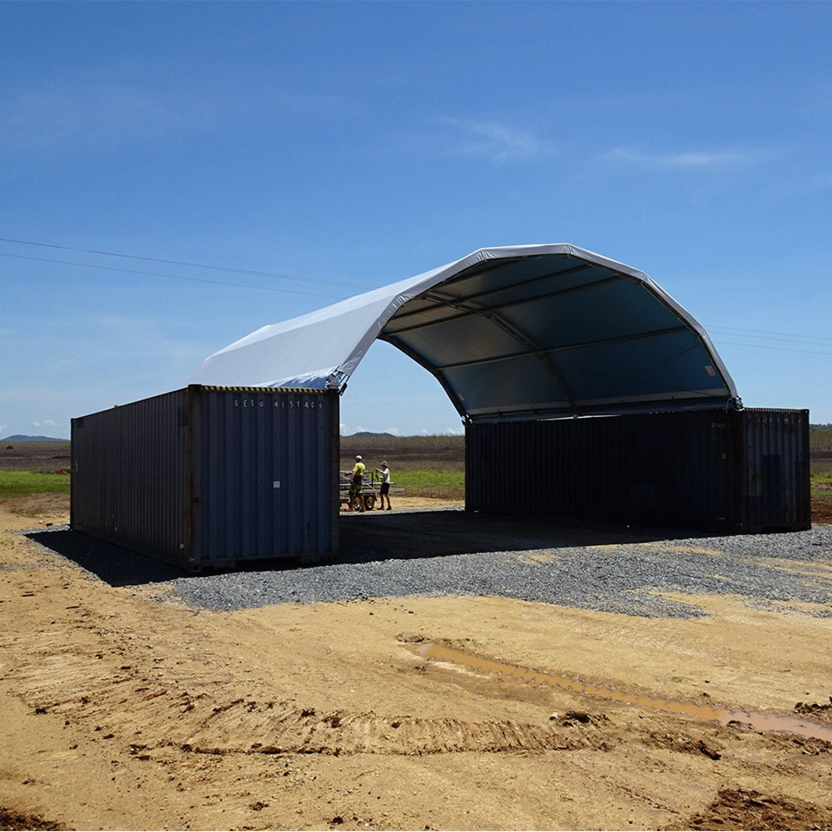 Custom Canopy Metallic Structure Shipping Container Metal Canopy Shelter Between 40Ft X 60Ft Single Truss Haven Hangar Cover