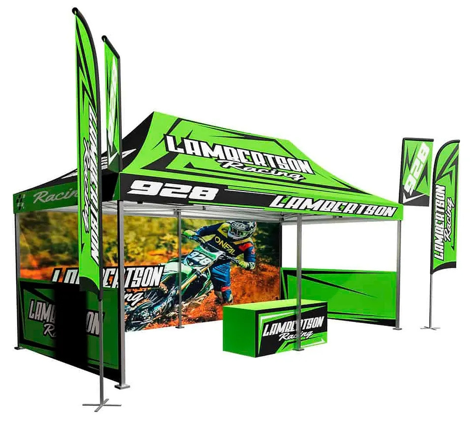 New Trend Hexagonal Aluminium Frame Car Race Tent With Flag OEM 30x30 FT Portable Pop Up Gazebo Canopy Tent