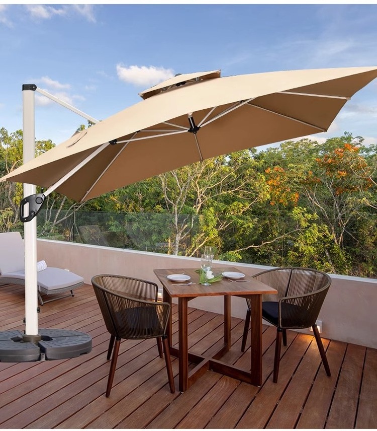 New design outdoor sunshade large umbrella stock patio roman parasol for garden swimming pool with misting cooling system