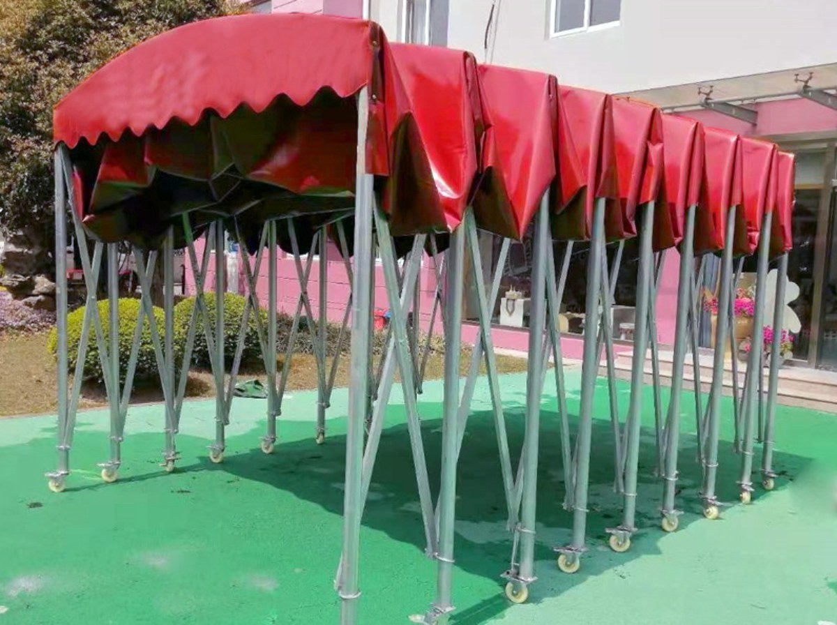 folding extendable foldable waterproof rainproof wind proof metal park exhibition for sund shade garage car parking tent