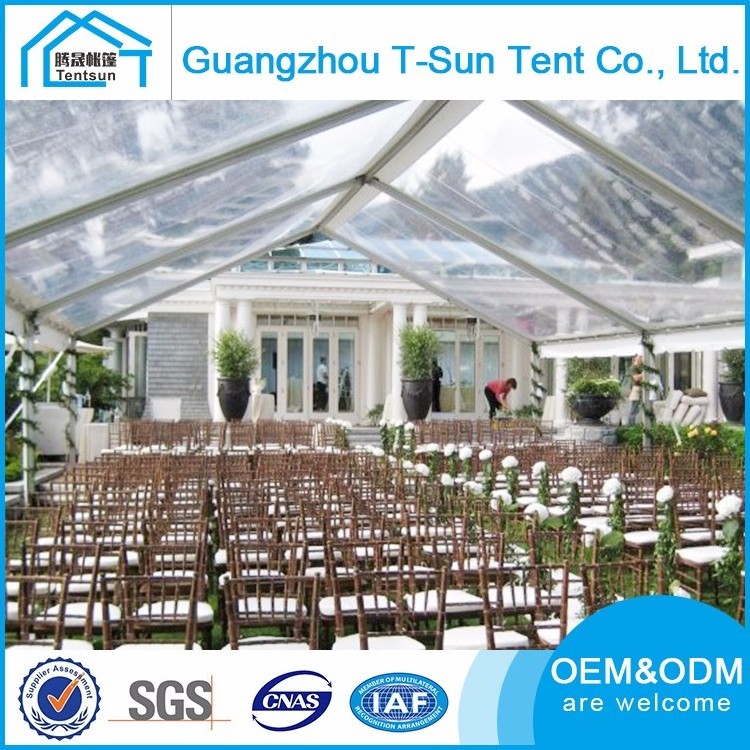 Low price 150 seater  outdoor clear top wedding tent party tent with skylight and wall