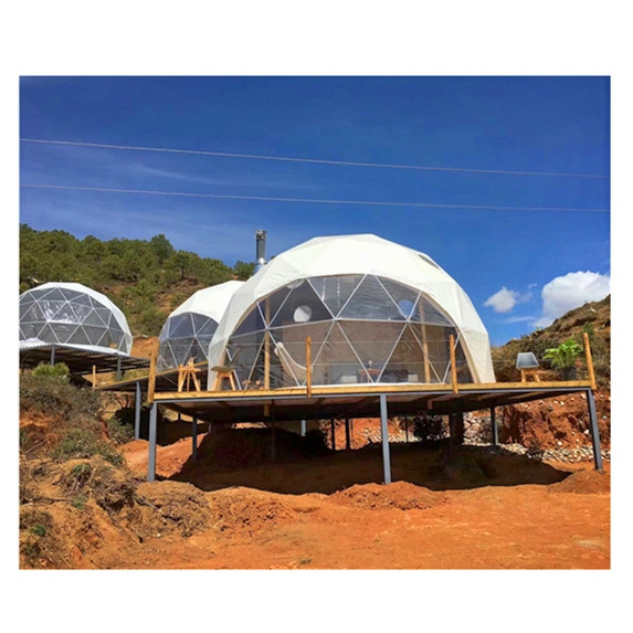 Winter Outdoor Luxury Igloo Geodesic Glamping pods Clear Dome House Tent With Fireplace Insulation