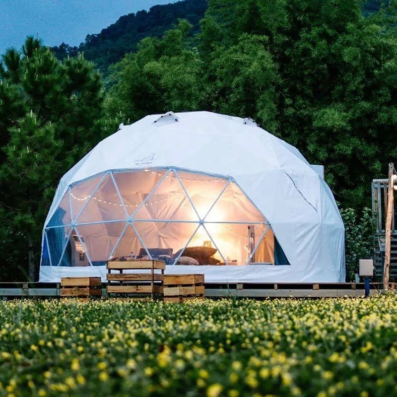 Custom 6m 8m 10m 15m large Dome Tent Brown luxury hotel tent igloo prefab house with bathroom geodesicos glamping sites tents