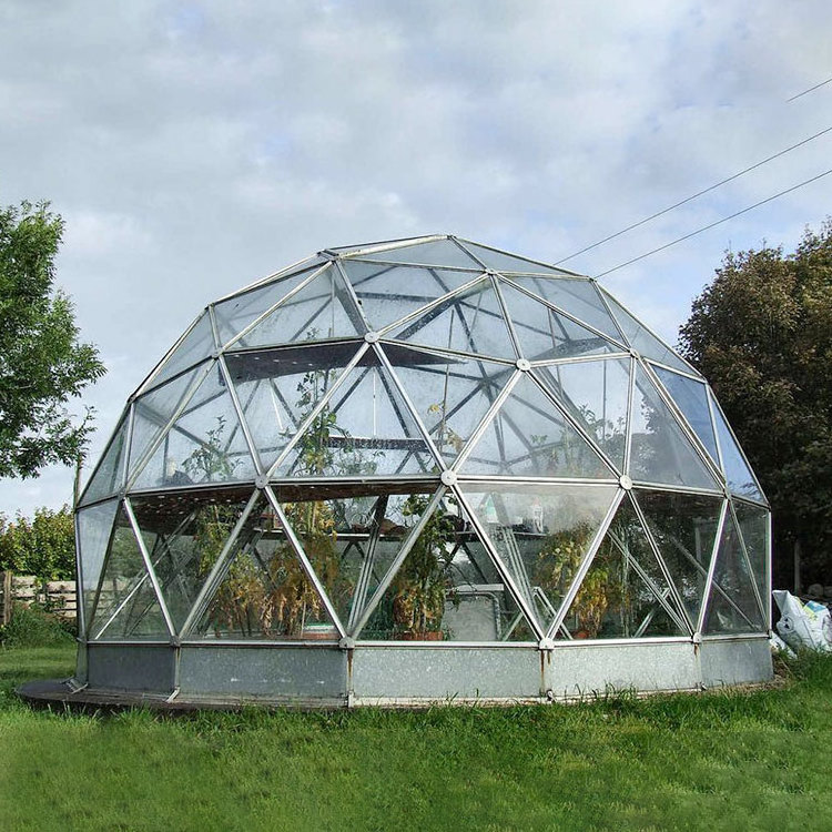 Customized material and sizes outdoor glass camping greenhouse geodesic dome tent