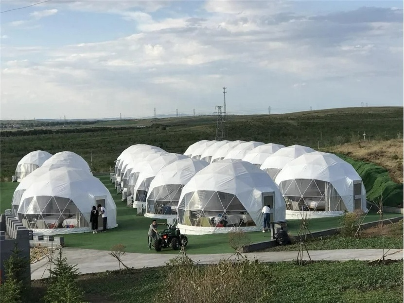 Custom 6m 8m 10m 15m large Dome Tent Brown luxury hotel tent igloo prefab house with bathroom geodesicos glamping sites tents