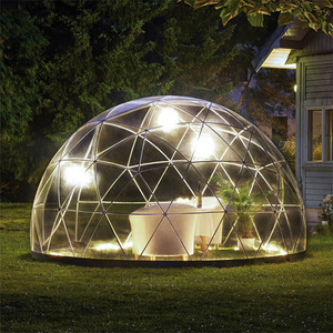 Customized material and sizes outdoor glass camping greenhouse geodesic dome tent