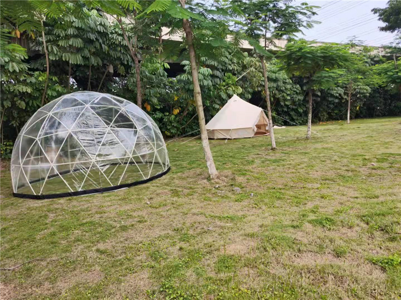 Guangzhou high quality 6m diameter nylon clear geodesic 15m dome tent for picnic sale