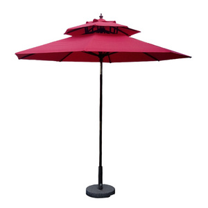 wholesale chinese double layer outdoor white wooden beach garden parasol patio umbrella