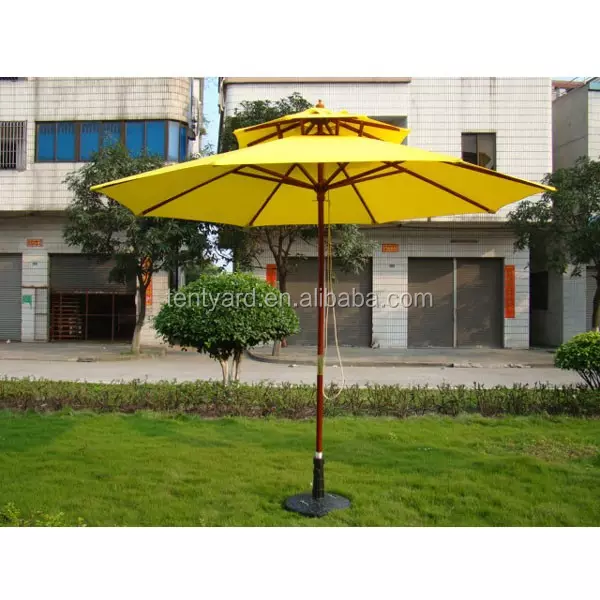 2 layers outdoor red patio summer parasol wood umbrella