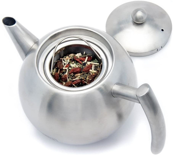 Stainless Steel Tea Pot With Removable Infuser For Loose Leaf and Tea Bags,