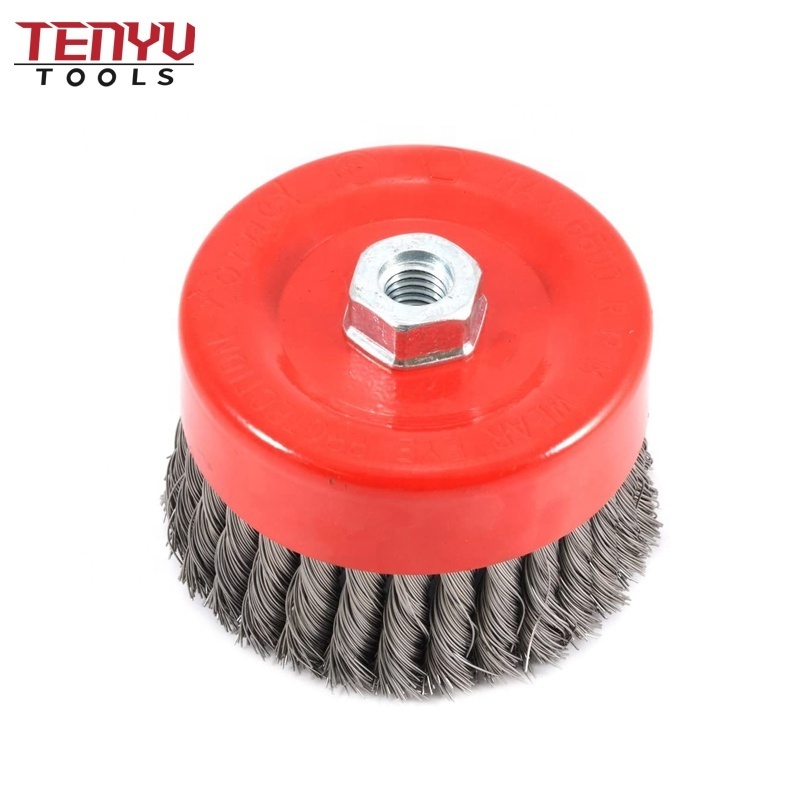 4inch Threaded Knot Twisted Round Wire Brush for Cleaning/polishing Metal Industrial Polishing Steel Wire Brush Machine Support