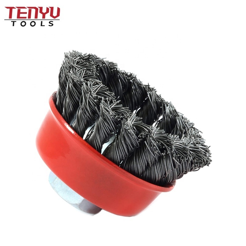 4inch Threaded Knot Twisted Round Wire Brush for Cleaning/polishing Metal Industrial Polishing Steel Wire Brush Machine Support