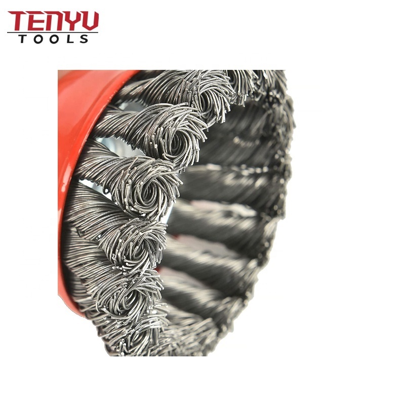 4inch Threaded Knot Twisted Round Wire Brush for Cleaning/polishing Metal Industrial Polishing Steel Wire Brush Machine Support