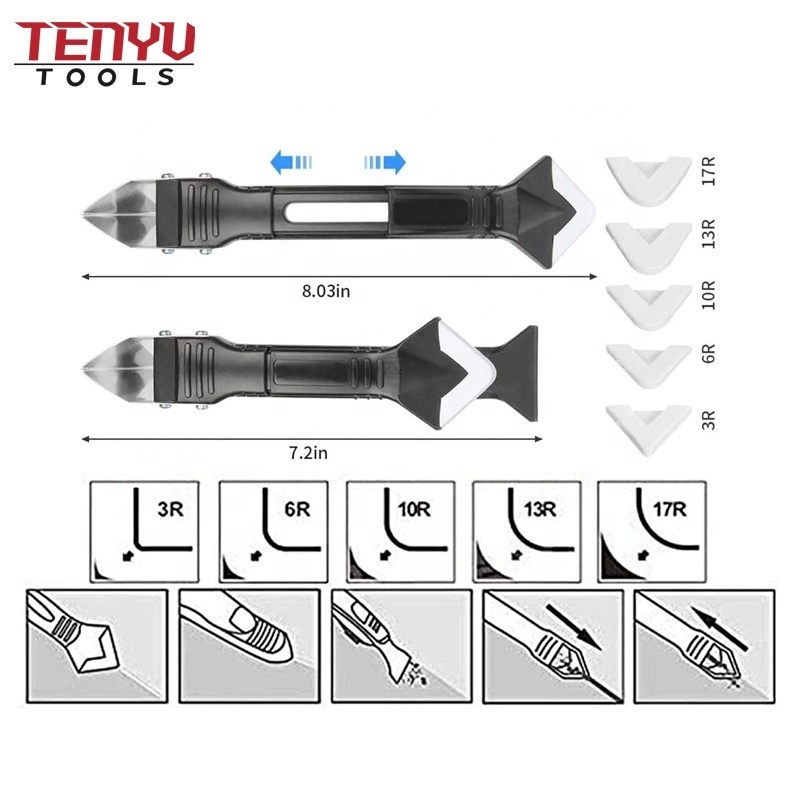 3 in 1 Silicone Caulking Finishing Tool Caulk Grout Caulk Removal Tool with Stainless Steel Scraper