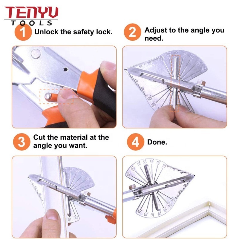 Miter Scissors Multi Angle Cut of Moulding and Trim 45 to 135 Degree Adjustable Miter Shears Cutter