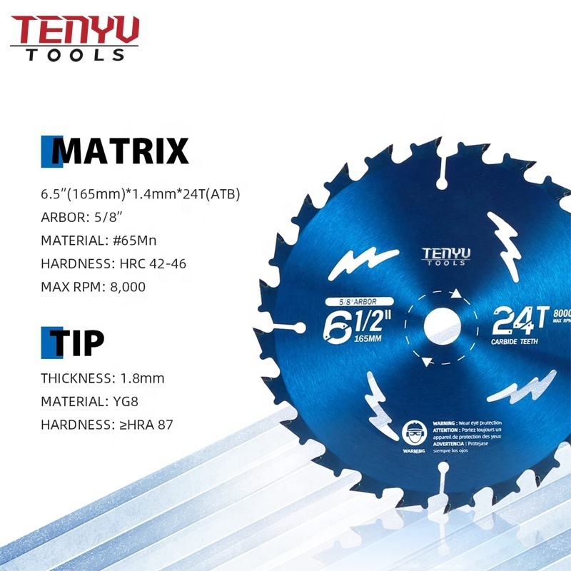 Ultra-thin Tungsten Carbide Tipped Woodworking TCT Circular Saw Blade for Li-ion Battery Cordless Saw