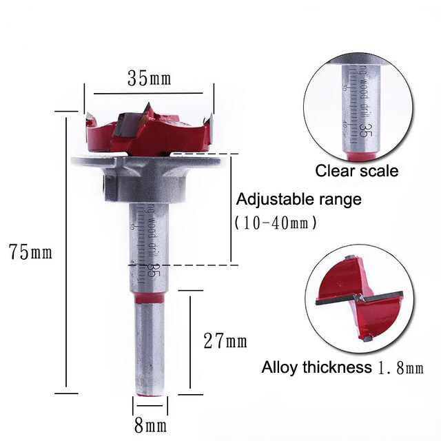 High Quality WoodWorking Adjustable Forstner Power Tools for Smooth Finish Flat Bottomed Holes Hinge Boring Wood Drill Bits