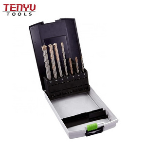 7pcs SDS Max Rotary Electric Hammer Carbide Drill Bit Set with Cross Tip Provides Fast Masonry Drilling