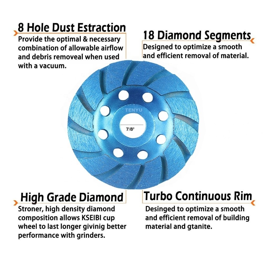 Continuous Turbo Diamond Granite Cup Cutting Grinding Wheel Disc Diamond Tools for Stone Marble Concrete