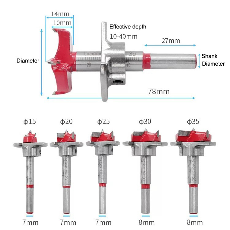 High Quality WoodWorking Adjustable Forstner Power Tools for Smooth Finish Flat Bottomed Holes Hinge Boring Wood Drill Bits