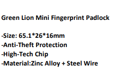 Green Lion Mini Fingerprint Padlock  smart padlock smart padlock fingerprint quality golden supplier guard security padlock