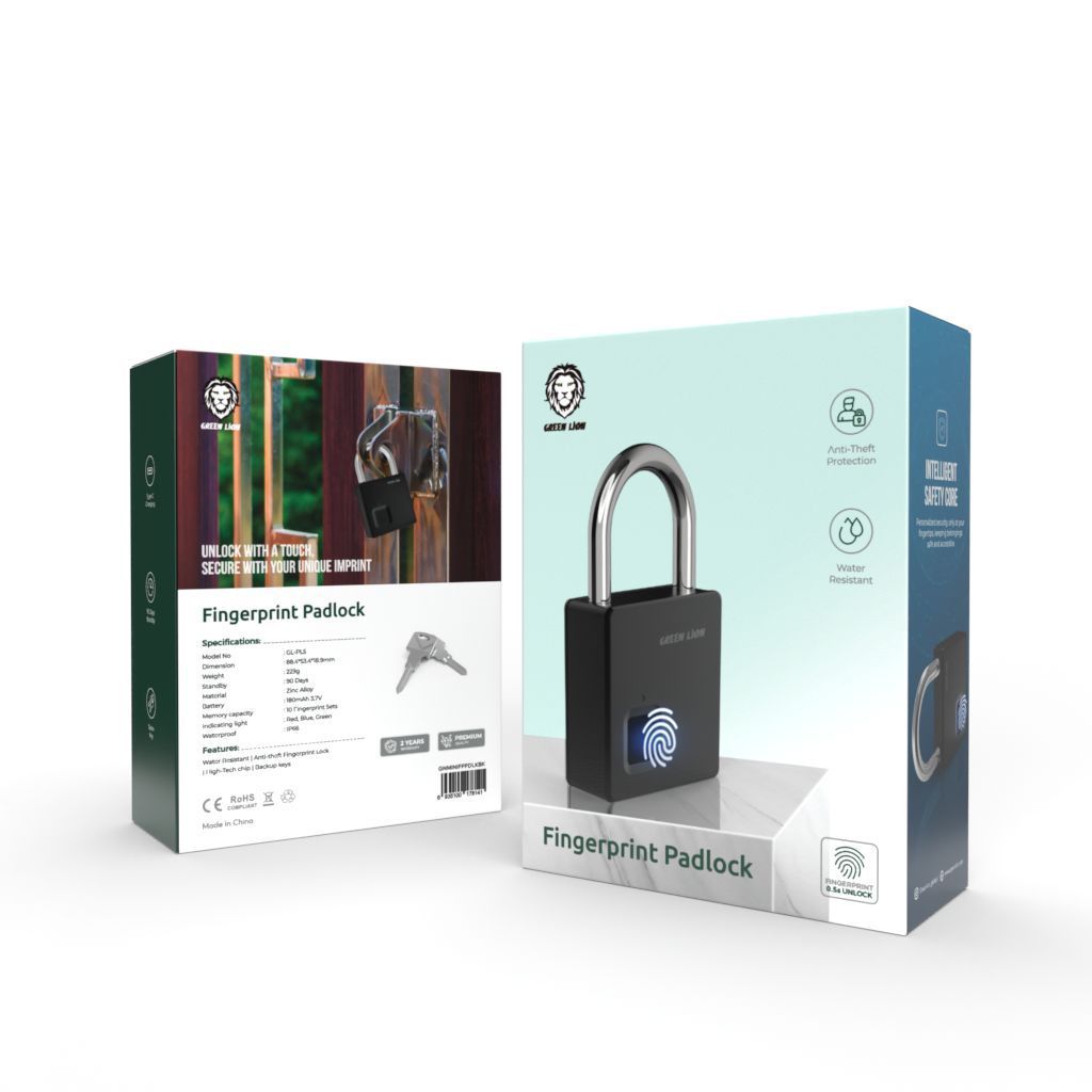 Green Lion Mini Fingerprint Padlock  smart padlock smart padlock fingerprint quality golden supplier guard security padlock