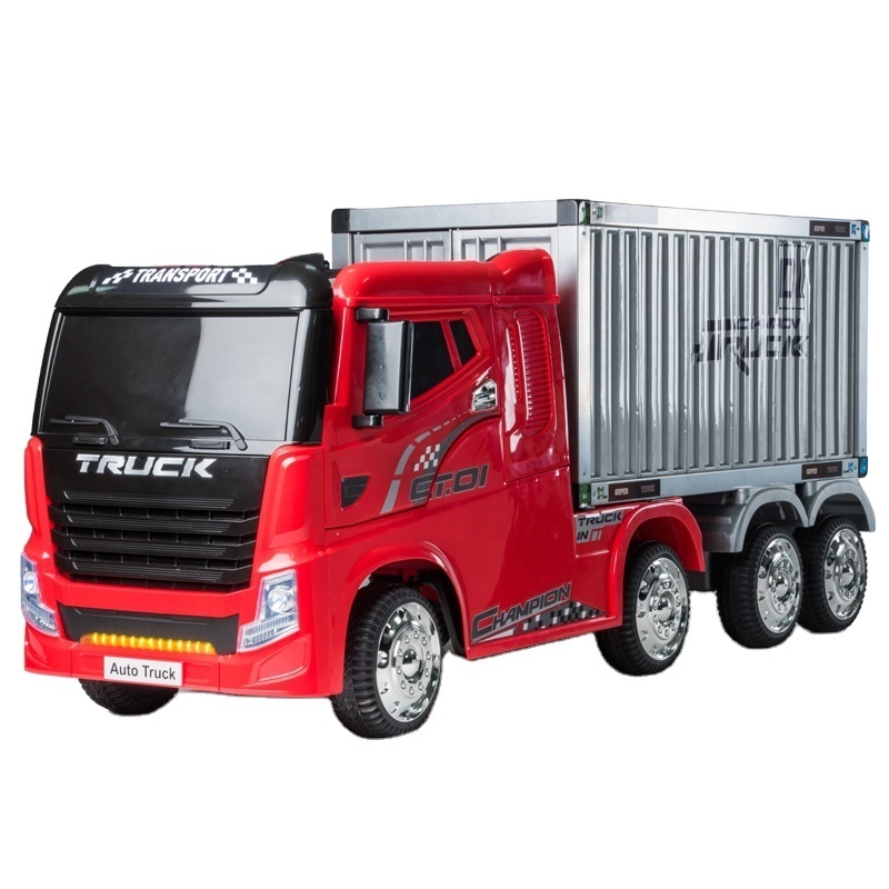 Truck Chidren Electric Battery Car Toy Trucks 4x4 Kids Ride On Truck With Container Cabinet Trailer