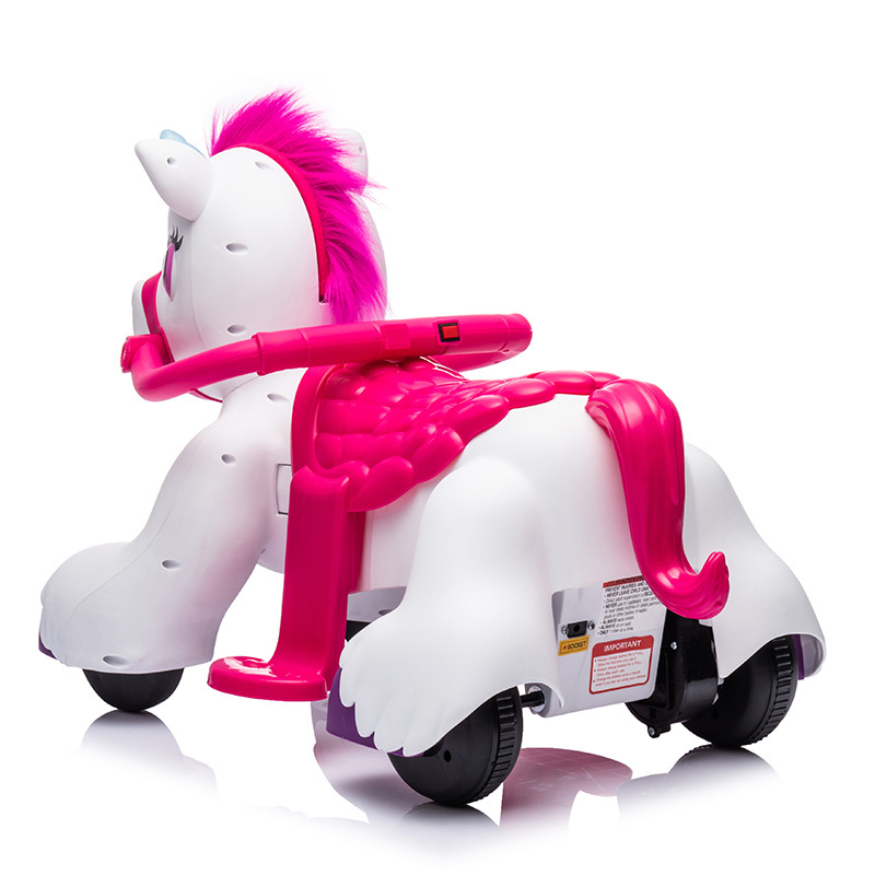 Princess Kids Electric Ride-On Toy Car with 4-Wheel PP Plastic Scenario Sound Effects Battery-Powered Horse-for Girls