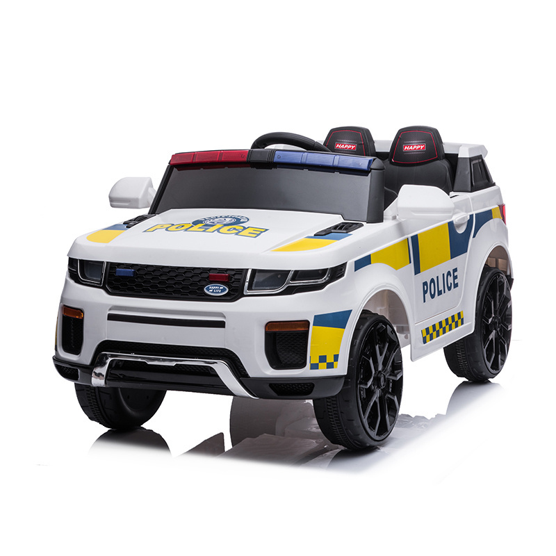 12V Children Electric Rechargeable Police Kids Manual Ride On Car With Remote Control LED Lights