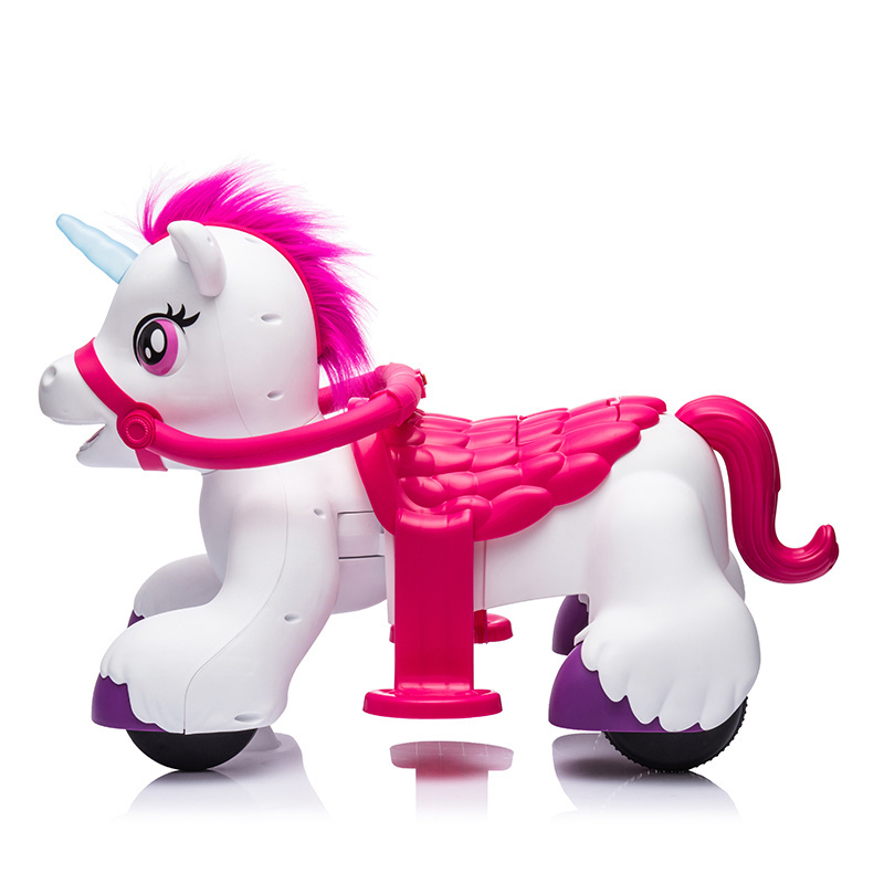 Princess Kids Electric Ride-On Toy Car with 4-Wheel PP Plastic Scenario Sound Effects Battery-Powered Horse-for Girls