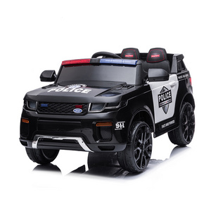 12V Children Electric Rechargeable Police Kids Manual Ride On Car With Remote Control LED Lights