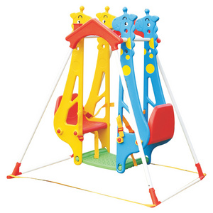 Cheap Indoor&Outdoor Ride on Toys Folding Custom Plastic Mini Kids Slides and Swing for Baby Playground Equipment Play Set