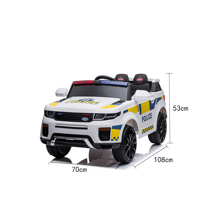 12V Children Electric Rechargeable Police Kids Manual Ride On Car With Remote Control LED Lights