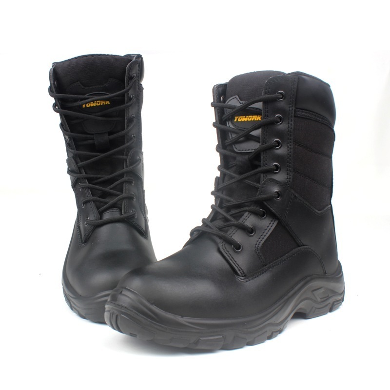 High Rigger Boots Black split  Smooth leather  Work Mining Equipment Steel Toe Safety Boots