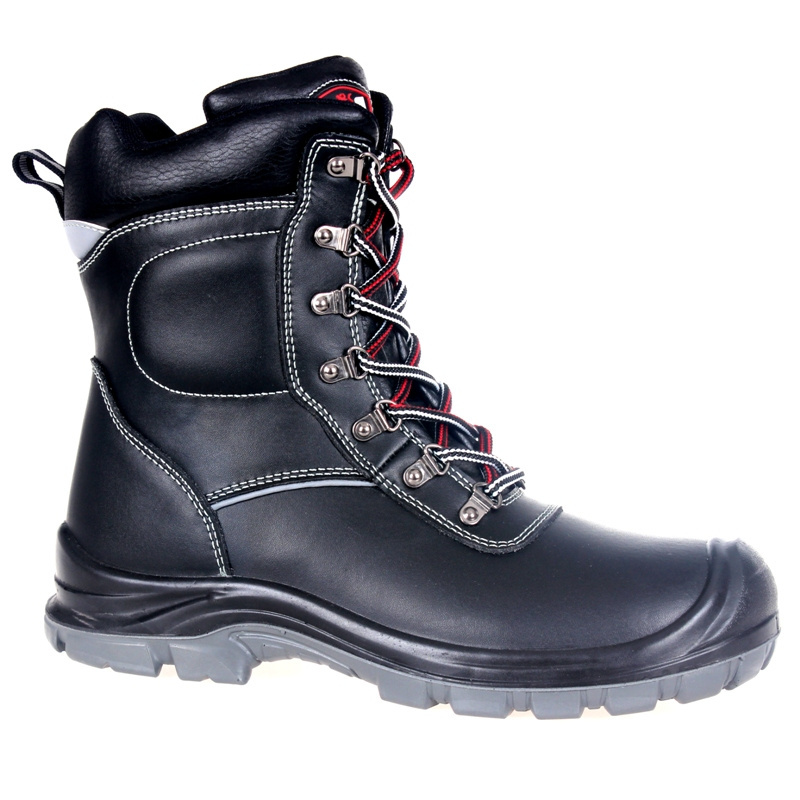 High Quality black  Color Cow Leather Goodyear Welt Safety Boots with steel toe and plate