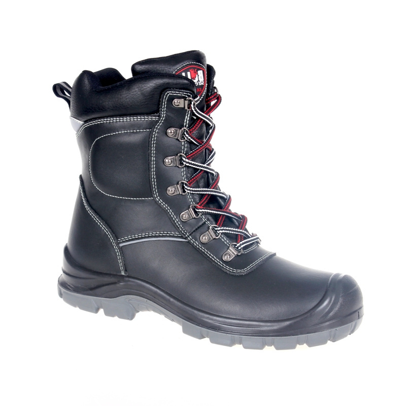 High Quality black  Color Cow Leather Goodyear Welt Safety Boots with steel toe and plate