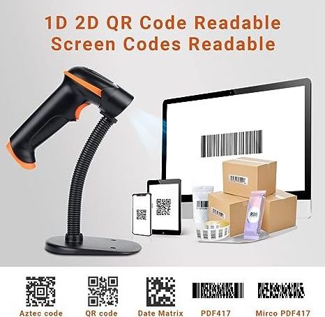 Tera 2D Barcode Scanner revopoint Wireless&Wired pda barcode scanner 1D 2D QR Handheld Bar Code Reader with stand Model D5100-Z