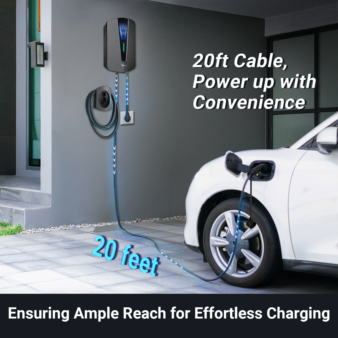 Tera J1772 EV Charger Q8 20FT Charging Cable Level 2 Electric Vehicle Charging Station up to 40A Tesla Adapter evse charger